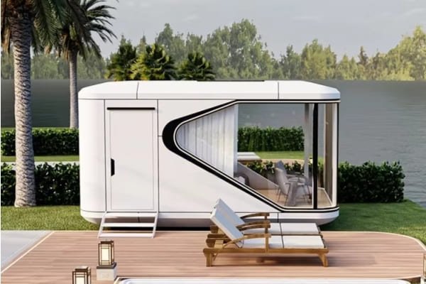 kompaktowy mobilny dom kapsułowy model t20 do przydomowego biura lub małego domu