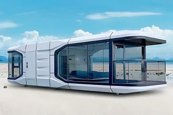 Duży rodzinny prefabrykowany dom kapsułowy model t40 dla ośrodków wypoczynkowych